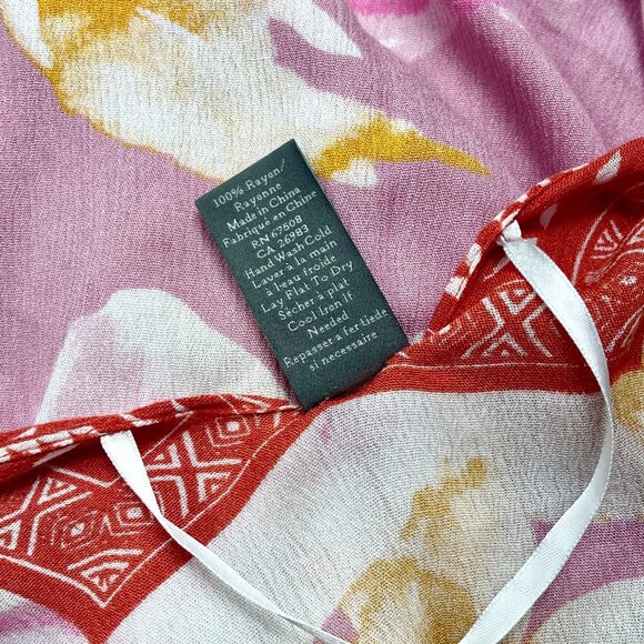 New Vince Camuto‎ Floral Print Tassel Trim Ruana in Pink Red One Size - Picture 9 of 9